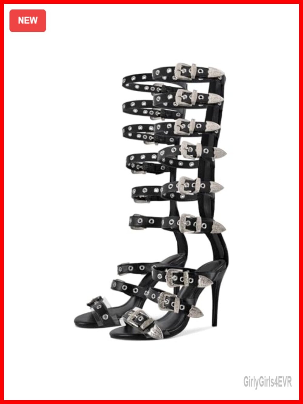 Knee High Gladiator Sandals Back Zip Stiletto Heel Peep Toe Wrap Women
